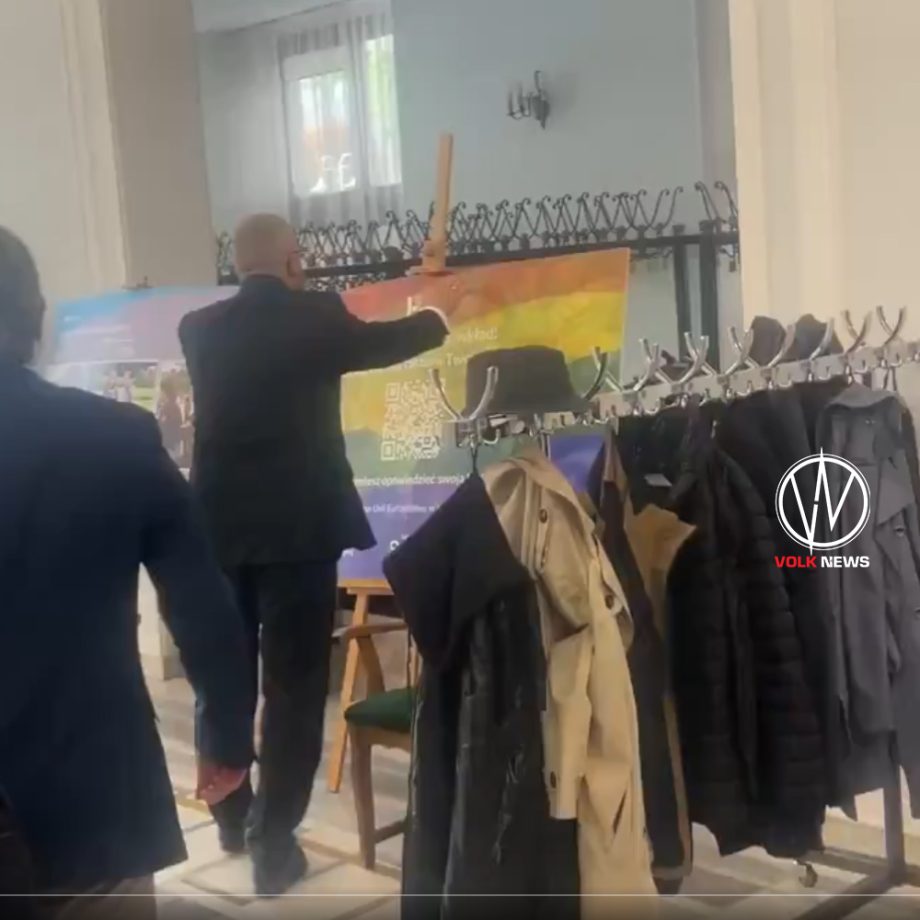 Based: Polish MEP Grzegorz Braun Destroyed an LGBT Exhibition in the Polish Parliament