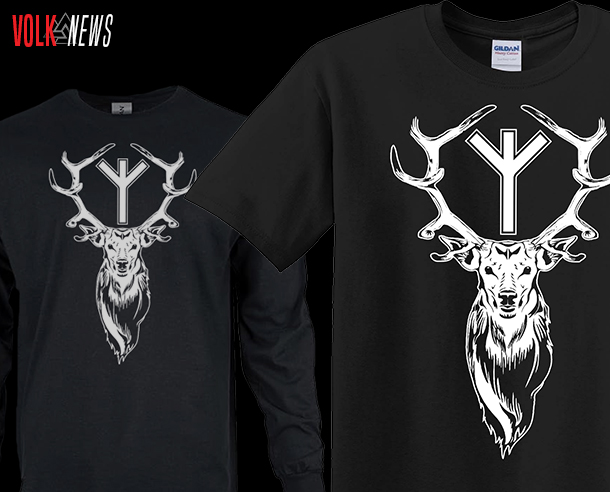 Algiz Rune Elk T-Shirts & Long Sleeves Available In Volk Market